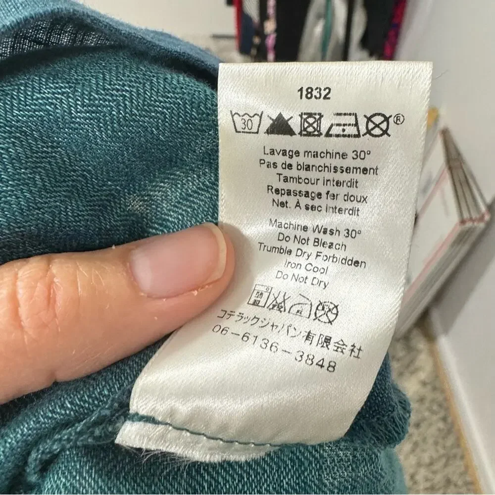 Cotelac Blue Green Mini Skirt Womens 0 Linen Cotton Blend Lightweight Casual